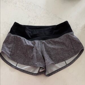Lululemon Women's Heather Gray and Black Shorts low rise